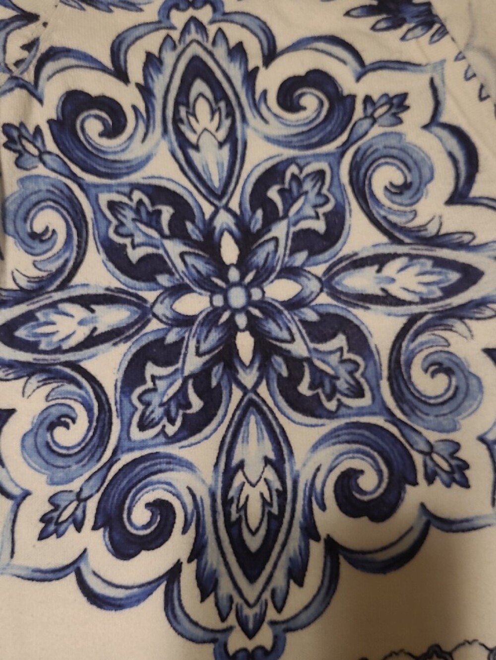 Talbots White & Blue Short-Sleeve Patterned Sweater Size L - Picture 3 of 6